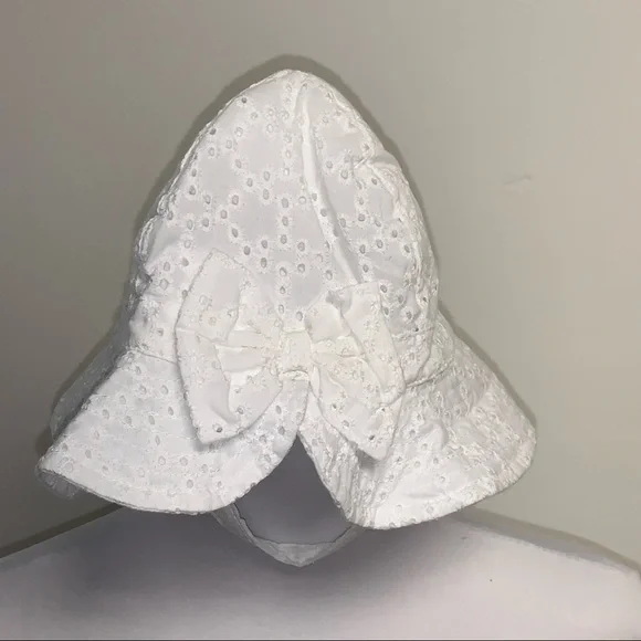 Wonder Nation |Girls Toddler One Size | White Eyelet Strap/Bow Sun Hat NEW NWT - Picture 8 of 10